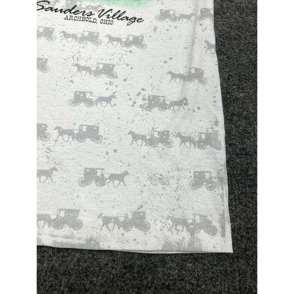 Vintage 90s White AOP Farmland Omish Graphic T-Shirt Single Stitch Size Large - Picture 7 of 10